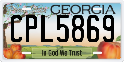 GA license plate CPL5869