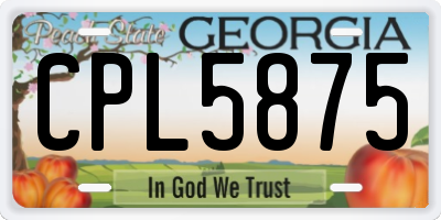 GA license plate CPL5875