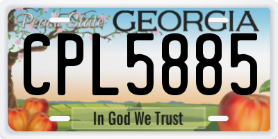 GA license plate CPL5885