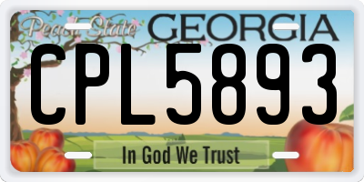 GA license plate CPL5893