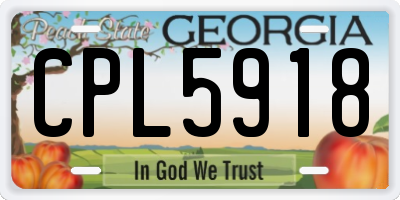 GA license plate CPL5918