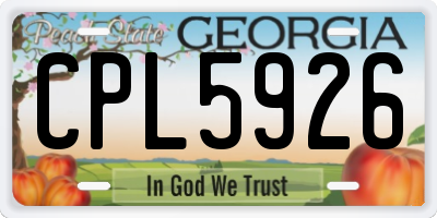 GA license plate CPL5926