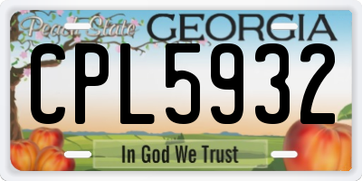 GA license plate CPL5932