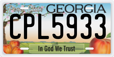 GA license plate CPL5933