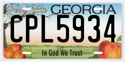 GA license plate CPL5934