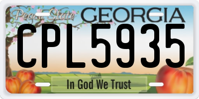 GA license plate CPL5935