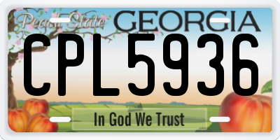 GA license plate CPL5936