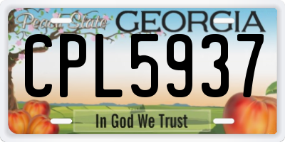 GA license plate CPL5937
