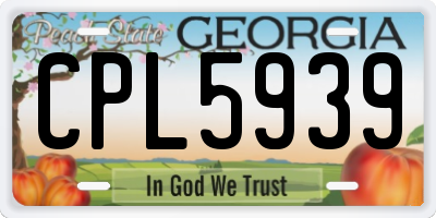 GA license plate CPL5939