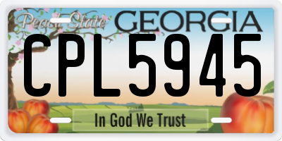 GA license plate CPL5945