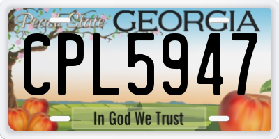 GA license plate CPL5947