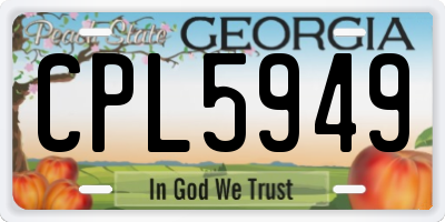 GA license plate CPL5949