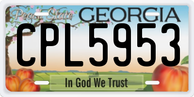 GA license plate CPL5953