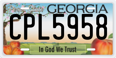 GA license plate CPL5958