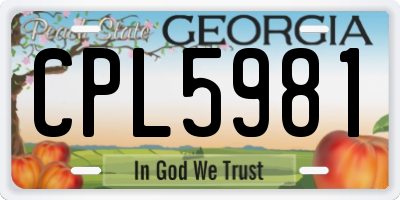 GA license plate CPL5981