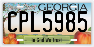 GA license plate CPL5985