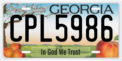 GA license plate CPL5986
