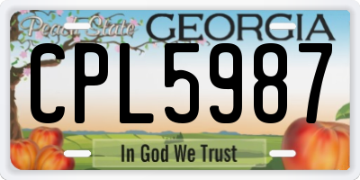 GA license plate CPL5987