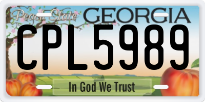 GA license plate CPL5989