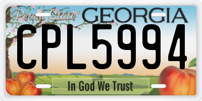 GA license plate CPL5994