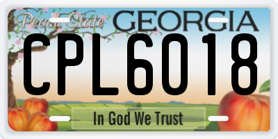 GA license plate CPL6018