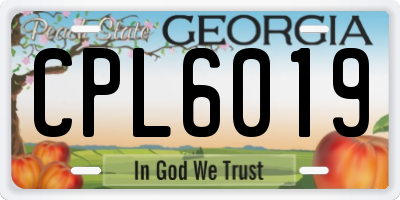 GA license plate CPL6019