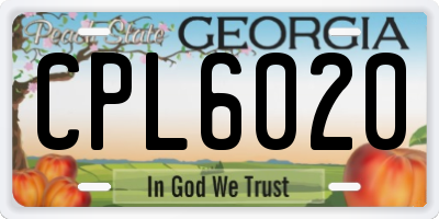 GA license plate CPL6020