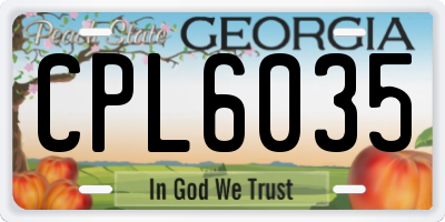 GA license plate CPL6035