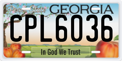 GA license plate CPL6036