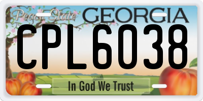 GA license plate CPL6038