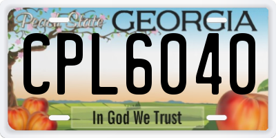 GA license plate CPL6040
