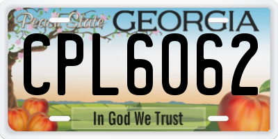 GA license plate CPL6062
