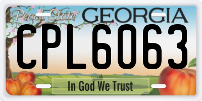GA license plate CPL6063