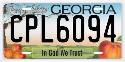 GA license plate CPL6094