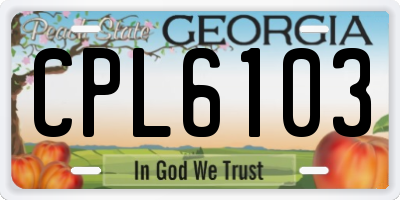 GA license plate CPL6103