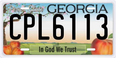 GA license plate CPL6113