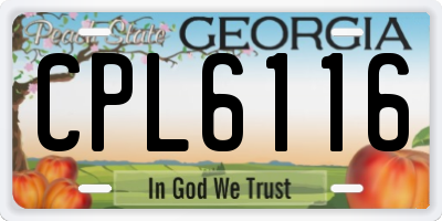 GA license plate CPL6116