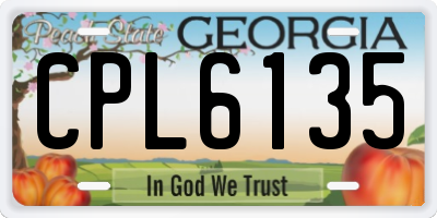 GA license plate CPL6135