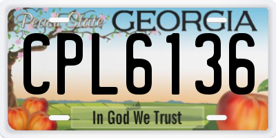 GA license plate CPL6136