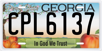 GA license plate CPL6137