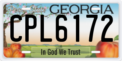 GA license plate CPL6172