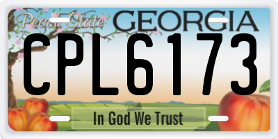 GA license plate CPL6173