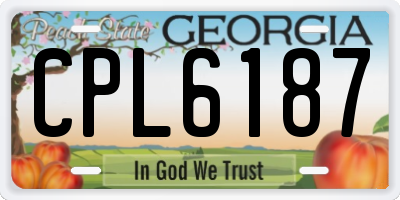 GA license plate CPL6187