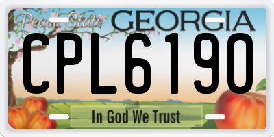 GA license plate CPL6190