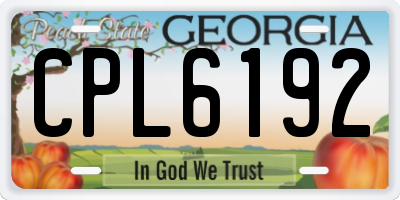 GA license plate CPL6192