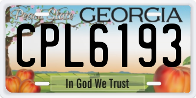 GA license plate CPL6193