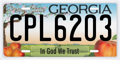 GA license plate CPL6203
