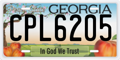 GA license plate CPL6205