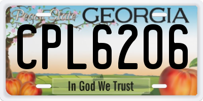 GA license plate CPL6206
