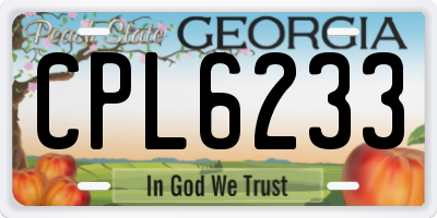 GA license plate CPL6233